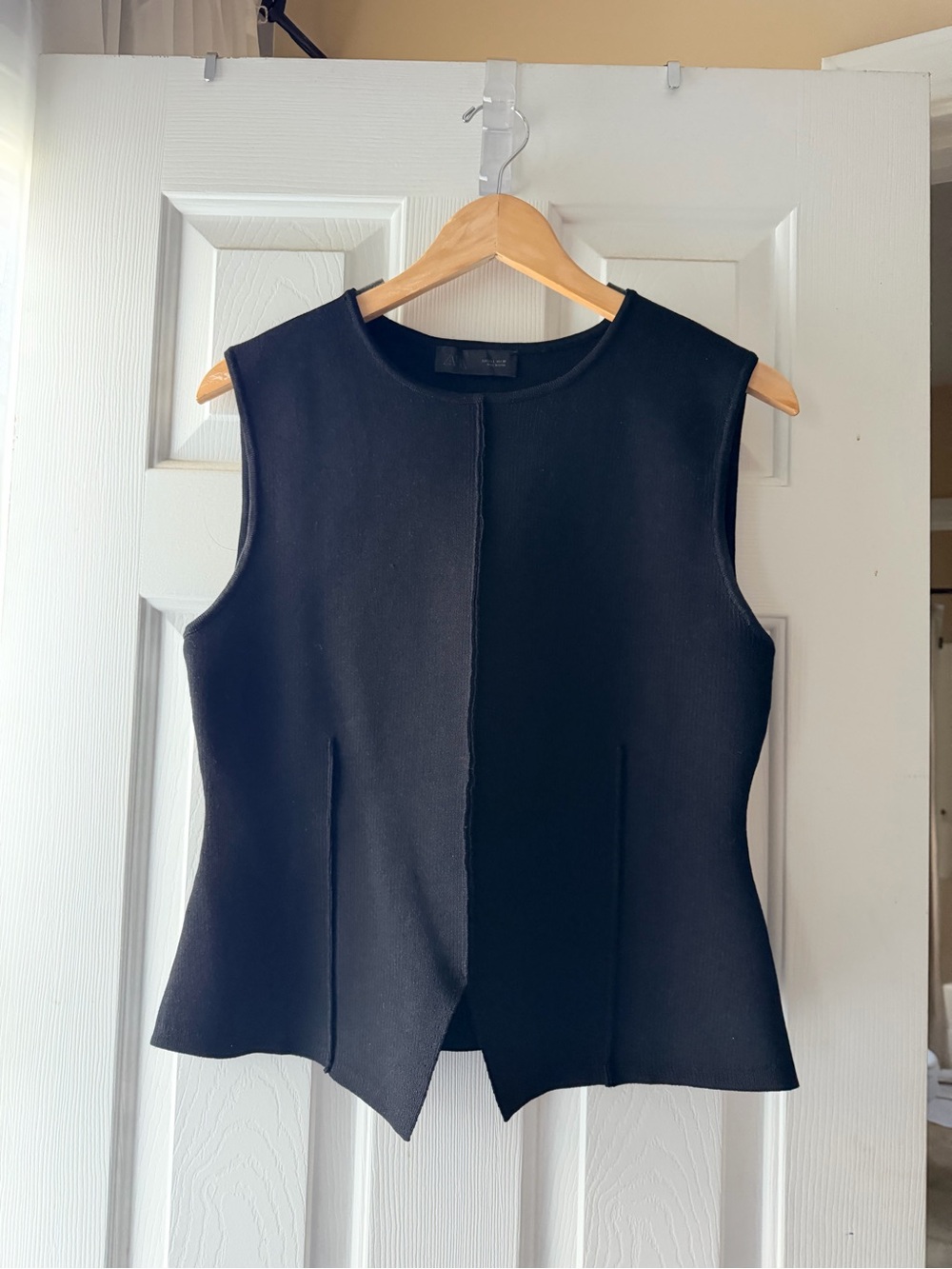 Zara Black Sleeveless Ponte Top with Peplum Hem